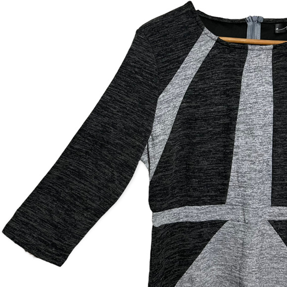 Neesha Women's Heathered Dark & Light Gray Knit Sweater Dress Round Neck Size L - Picture 5 of 14